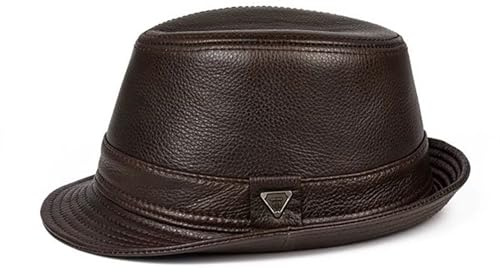 Lifup Cappello Panama per Uomo Elegante Pelle Jazz Trilby Cappelli e Cappellini Marrone 1 Medium
