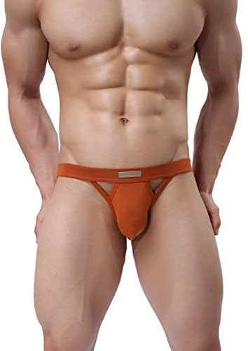 Alienjoy Jockstrap stringtrosa för män sexiga män G-string underkläder stretch bomull trosor stringtrosa atletisk supporter sport kalsonger, apelsin, XL