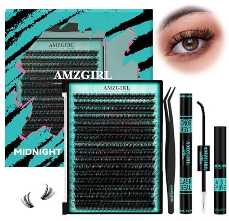 Lash Extension Set 320 Stück DIY Wimpern Extensions Set Cluster Lashes Wimpernkleber und -versiegelung, Wimpernentferner Wimpern-Applikator für Wimpernverlängerungen (90D, D-Mix10-16mmKit)