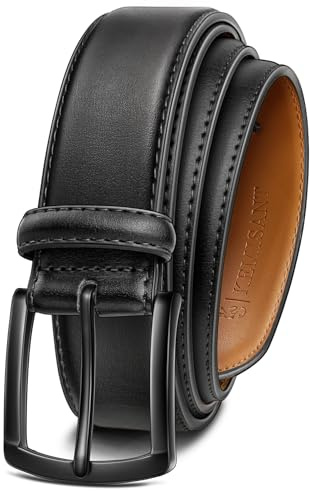 KEMISANT Ledergürtel Herren, Gürtel Herren Leder 35mm für Business und formelle Anlässe,Anzuggürtel Begleiter zu Männer Businessschuhe(Schwarz,105cm/32-34 taille verstellbar)