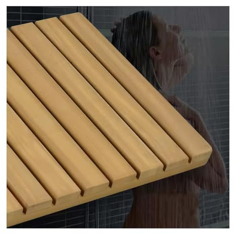 QWEASDF Holzmatte outdoorholzmatte Bad，badematte Bambus， Sauna, Indoor & Outdoor, Baderost faltbar, Natur，Duschmatten，Dusche, Sauna, Indoor & Outdoor, Baderost faltbar Natur(W70xL90cm/W28xL36in)