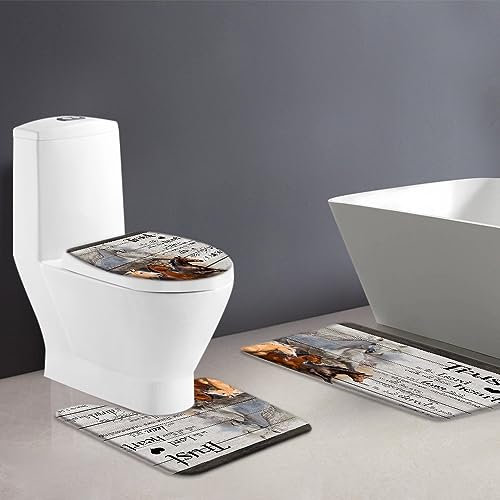 Wc Vorleger Set 3 Teilig Bauernhaus Western Bauernhof Tier Rustikale Scheunentor Inspiration Vintage Badteppich-Set 3-Teilig Badezimmer Vorleger 3-Teiliges rutschfeste