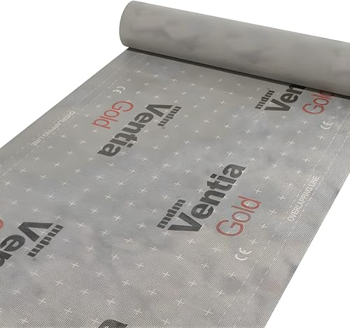 Decket Unterspannbahn Ventia Gold 150 g, 3-lagig, Dachfolie 37,5 m² | Feuchtigkeitsschutz; Wind/Regen/Schnee; Diffusionsoffen; wasserdicht & UV-beständig; ohne Klebekanten