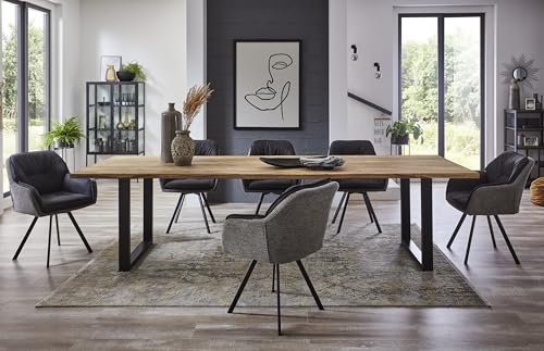 SAM Baumkantentisch Eden | 280 x 100 cm | U-Gestell schwarz | Farbe: naturfarben | Akazie 26mm | pflegeleichter Esstisch/Esszimmertisch