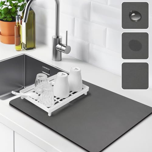 Alfombrilla Escurreplatos, Alfombrilla Escurreplatos Super Absorbente, Alfombra Escurreplatos Antideslizante para Mostrador de Cocina, Esterilla de Secado para Cafetera, Protector de Encimera