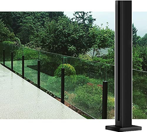 Schwarze quadratische Glas-Balustradenpfosten für Innen- und Außenbereich, Balkon, Treppen, Deck, Geländerklemme für Glasgeländer, grau, 110 cm
