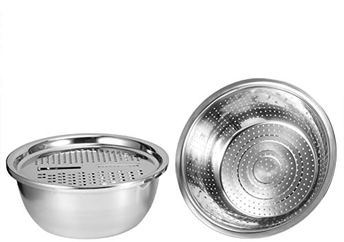 Küchenreiben-Set, Abflussbecken aus Edelstahl Zum Schneiden und Waschen von Gemüse, Reibenschüssel mit 2000 Ml Fassungsvermögen für Küchengeräte