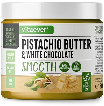 Mantequilla de Pistacho con Chocolate Blanco - 300g Crema de Pistacho con Chocolate Blanco y 69% de Pistachos - Pasta de Pistacho - Mantequilla Cremosa de Pistacho - Vegetariano