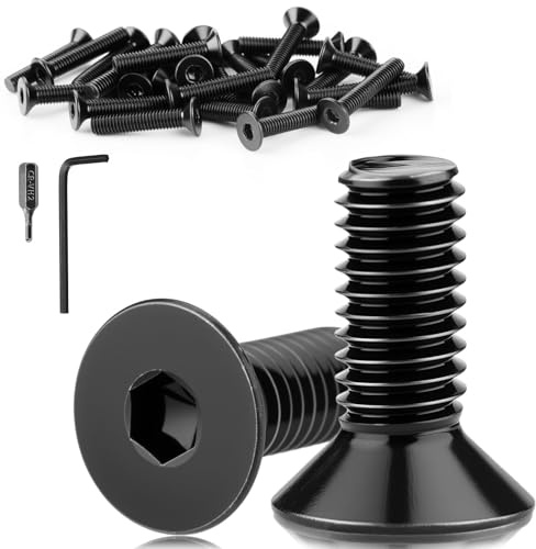 Mbsomnus 60 Piezas Tornillo Avellanado Hexagonal M3x8 mm Tornillos de Cabeza Allen Plana Acero Inoxidable V2A V2A, DIN 7991/ISO 10642 Rosca Completa Para Reparación de Máquina de Muebles