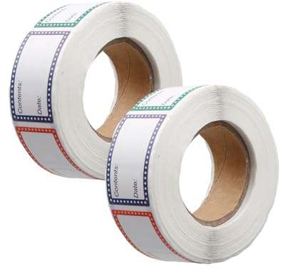 Bojueshaw 1000Pcs Food Labels Stickers,2 Rolls Jam Jar Labels,Self Adhesive Removable Date Stickers,Waterproof Oil Easy Peel Off for Food Storage