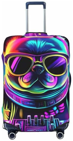 Dj Puppy Housse de protection élastique pour valise de voyage Motif imprimé anti-rayures, Noir , XL