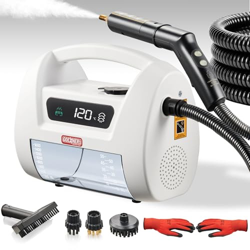 Pulitore a Vapore, 1800W ad Alta Pressione 3 Velocità Pulitore Vapore Casa, Serbatoio 1.6L, Pressione del vapore 3,5 bar, Pulitore a Vapore Portatile - Nettoyeur vapeur(white)