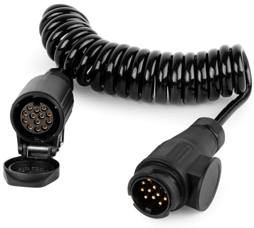 Gerbala 2M Cavo Prolunga Rimorchio 13 Poli con Spina e Presa 13 Poli, Cavo Prolunga Spirale Rimorchio 13 Poli, Cavo Adattatore per Rimorchio per 12V/24 Vcamion Trattore Rimorchio Auto Roulotte