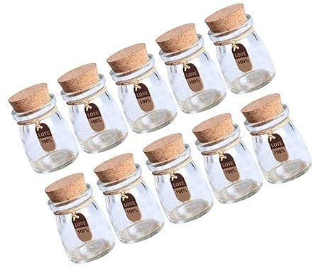 FUNOMOCYA Vasi Per Bomboniere in 100ml Con Coperchi in Sughero Bottiglie Dei Desideri Fai Da Te Miniatura Vasi Per Fiori Bomboniere Vasetti Da Farmacia Bottigliette