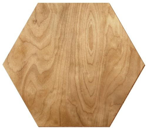 Madera de abedul hexagonal rústica – lacada por ambos lados, decoración y manualidades, 3-50 cm de contrachapado de abedul de 3 mm, disponible individualmente o en conjunto, tamaño: 43 cm, paquete con