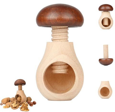 Clip de madera de nogal con forma de seta, herramienta portátil para cascanueces, nueces, avellanas, castañas (1 unidad)