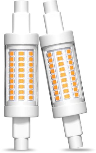 Lamptobe Bombilla LED R7S 78mm Blanco Cálido 2200K, 6W Regulable Libre de Luz Azul J78 R7S Lineal Proyector para Lámpara de Pie, Lámpara de Mesa, Lámpara de Mesita de Noche(2-unidad)