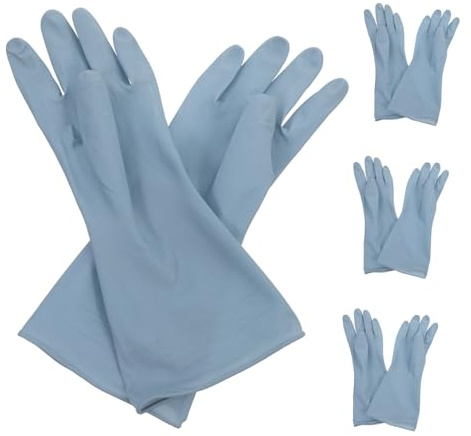 SHINEOFI Dishwashing Gloves and Cleaning Gloves Waterproof Pvc Rubber Reusable for Washing Dishes Household Use Blue l Size 4 Pairs Set