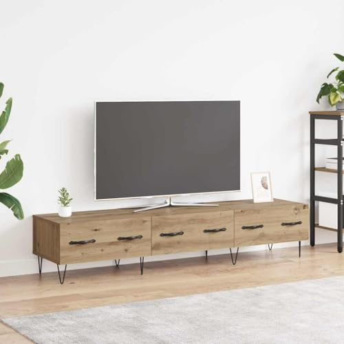 MOBCANT TV-Schrank mit Schubladensystem, moderner Holzwerkstoff Artisan-Eiche Finish, für Wohnzimmer und Home Use, 150 x 36 x 30 cm