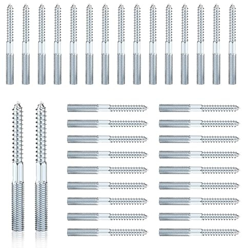 eupdd 100 Stück Stockschrauben M8 x 80 mm: Torx Stockschrauben, Schraubstifte aus verzinktem Stahl, Doppelgewindeschrauben für Rohrschellen, Möbelmontage, Holzgelenke und Möbelbeine