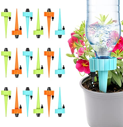 18 Pièces Irrigation Goutte à Goutte Kit, Goutte à Goutte Bouteille, Kit Automatiques D'arrosage Système Réglable vannes Arroseurs pour Plantes en pot pour Jardin, Balcon, Vacances, Fleurs, Extérieur