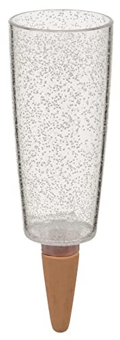 Scheurich Wasserspender Copa XL | 1x Transparent | 500 ml Füllmenge | Bewässerungskugel klein mit Ton Fuß | Wasserspender Pflanzen und Blumen Terrakotta Stiel