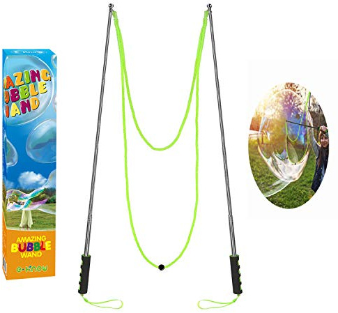 E-Know Bubble Wand,Giant Bubble Wand Stainless Steel Telescopic Design,Outdoor Toys Bubble Toys for Birthday Party, Garden Games Garden Toys 1 Set