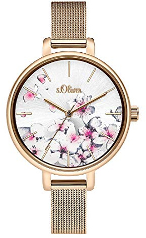 s.Oliver DamenArmbanduhr Analog Quarz Edelstahl SO-3784-MQ