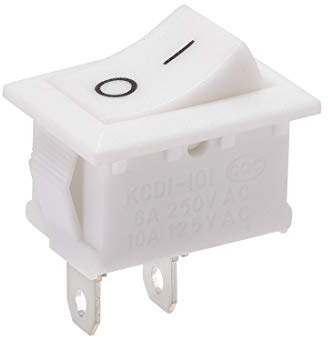sourcing map SPST 2 Position On/Off 2Broche Bateau Interrupteur à Bascule AC 250V/6A 125V/ 10A pour Bateau Ménage Appareils Snap Blanc