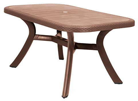 CREVICOSTA QUALITY MARK MARCAS DE CALIDAD - Caribe - Mesa Luxe Rectangular de Resina. 150 x 90 x 72 cm (Chocolate)