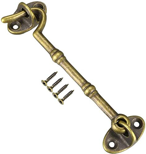 BETOOL - Gancio e occhiello, 1 pezzo di chiusura per finestra, cancello, serratura in ottone, gancio silenzioso per capannoni, cancelli o porte del garage, finestre
