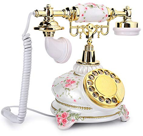 PUSOKEI Drehtelefon, Vintage Mobilteil Festnetztelefon Antikes Telefon Kabelgebundenes Retro Festnetztelefon für zu Hause, kann Wählscheiben erneut wählen und drehen