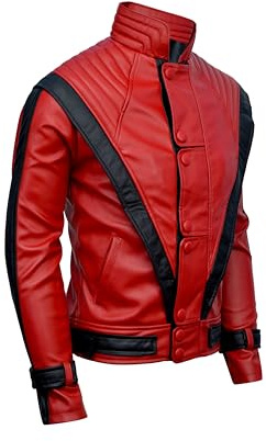 DIZLLER Party&Dance wear - D1 - Red & Black Jacket - FAUX Leather -XL