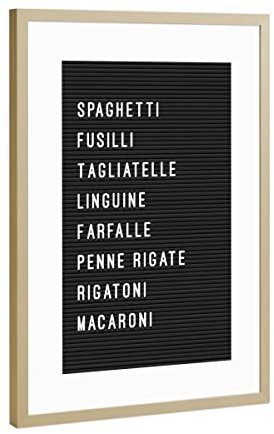 artboxONE Poster mit Rahmen Gold 60x40 cm Letterboard Pasta von Hafenkönigin - gerahmtes Poster