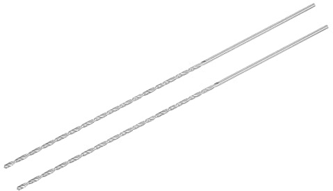 sourcing map HSS (acero de alta velocidad) extra largas Brocas, 2,5 mm de diámetro, 300 mm de longitud para metal endurecido, carpintería, plástico, aleación de aluminio, 2 unidades
