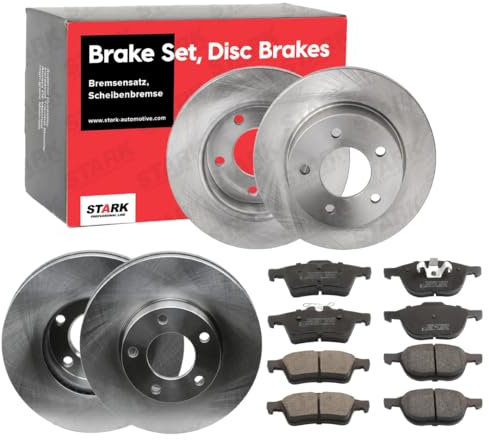STARK Bremsenset Vorne & Hinten Bremsscheiben Beläge Satz kompatibel mit MAZDA 3 (BK) 278, Bremsen Set mit Bremsscheiben und Bremsbeläge Satz Belüftet, 278, 265mm, SKBK-10991741