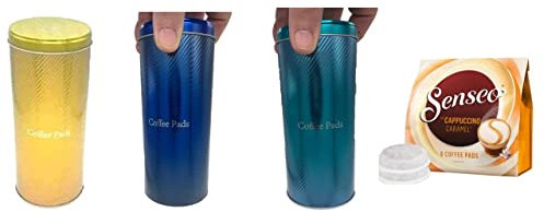 3X Kaffeepaddose - Kaffeedose für Kaffeepads - Aufbewahrungsbehälter für Kaffeepads + Caramel 1 Pack