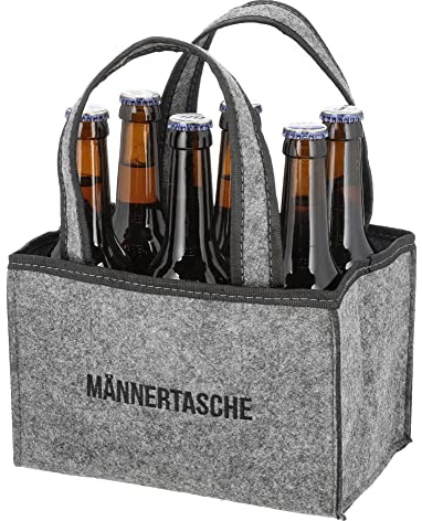 Novaliv Flaschenträger 6 Flaschen Bierträger MÄNNERTASCHE Männerhandtasche Filz Herrenhandtasche Bier Flaschentasche 22,5x15x14cm (LxBxH)