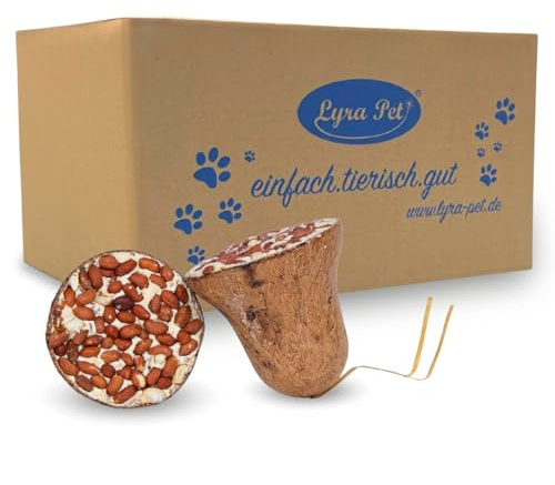 Lyra Pet® 2 x 8 STK. Energie Boost Futterglocken mit Erdnüssen Fettfutter | Fettreiche Mischung mit Saaten & Erdnusskernen - Mineralstoffreiches Vogelfutter - Aufhängung aus abbaubaren Kokosfasern