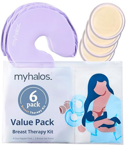 MyHalos® Breast Cooling Gel Pads Hot & Cold Breast Therapy Gel Pads - Breast Heat Pads with Nipple Pads Maternity Essential- Breast Ice Pack & Nipple Compress for Breastfeeding - Postpartum Essentials
