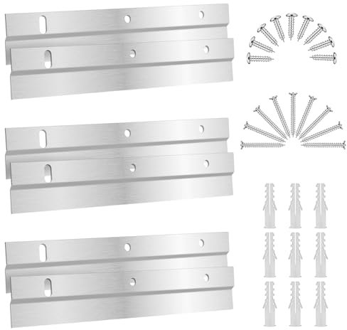 G-005-B 6 Stück Aufhängeschiene Z-Winkel Hängeklammer Z Profil Heavy Duty Spiegel Wandbefestigung Ineinandergreifende Aufhängung mit Schrauben Z-Klemmen 15cm für Schwere Fotorahmen zum Aufhängen