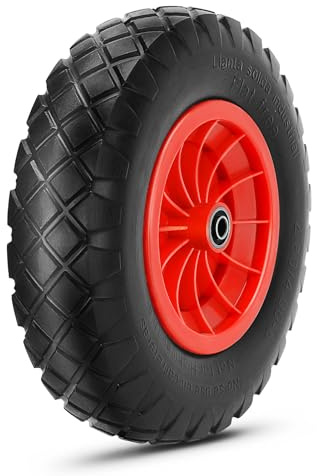 Trintion 16mm 16 Wheelbarrow Wheel 4.80/4.00-8 Pneumatic Trolley Wheel | Load 100Kg Puncture Proof Solid Tyre with 16mm Bore Heavy Duty Replacement Tire for Garden Trolley Trailer(1pcs)