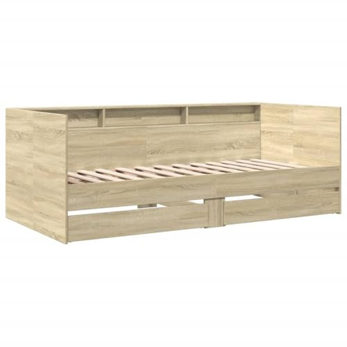 vidaXL Tagesbett, Gästebett mit 2 Schubladen mit Rollen, Schlafsofa für Schlafzimmer, Bettsofa Sofabett Daybed Bett, Sonoma-Eiche 75x190cm Holzwerkstoff