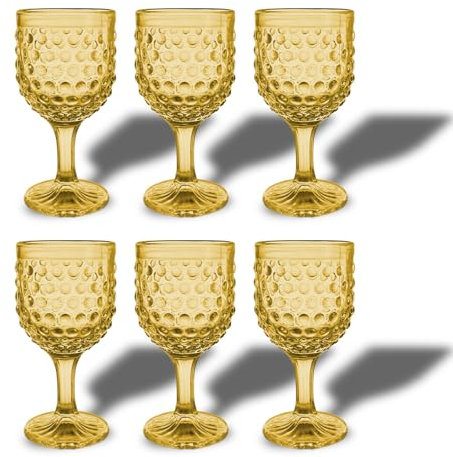 ARCA, Set 6 Calici in Vetro Colorato Cherry Blossom, Ambra, 340 ml