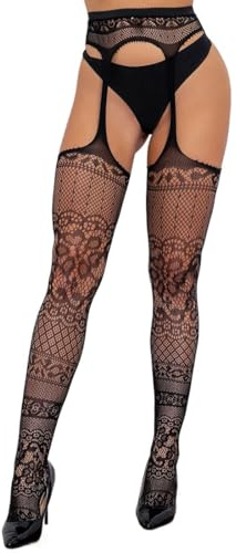 ZKGYUS Collant Reggicalze Donna, Calze A Rete Nere