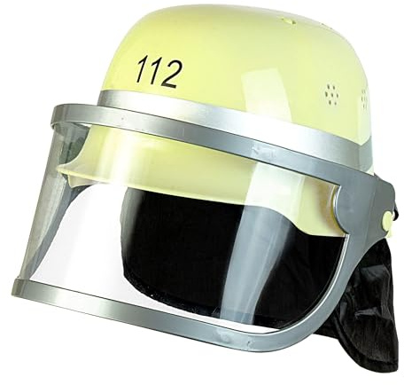 W WIDMANN MILANO Party Fashion - Feuerwehrhelm mit Visier für Kinder, aus Hartplastik, Uniform, Feuerwehr Ausrüstung