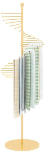 MIDUOLAI Appendini per Sciarpe Indipendenti con 30 Pali Espositivi, Appendini per Pantaloni Espositore Design A Spirale, per Casa, Negozio di Abbigliamento E Uso Commerciale,d'oro,150cm
