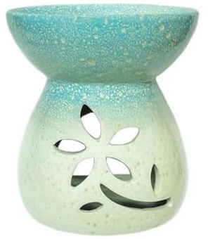Warmself Keramik-Teelichthalter, Duftlampe, Aroma-Diffusor, Ofen, Heimdekoration, Farbverlauf, Blau, ausgehöhlte Blume