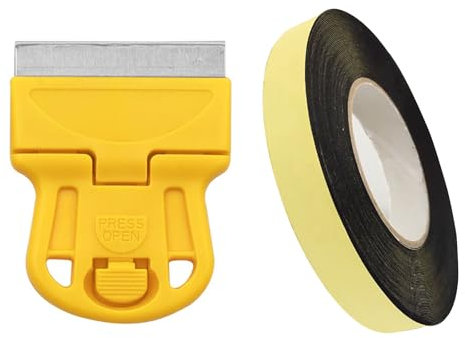 Sealing Tape for Hob with Small Scraper, 5 m Sealing Tape for Hob with Small Scraper, 8 mm x 2 mm Heat-Resistant Mounting Tape for Electric Hobs and Hobs, Reliable Sealing