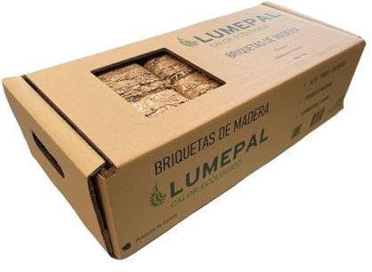 Briquetas de Madera Fabricadas con Astilla prensada - Caja de 12 Unidades